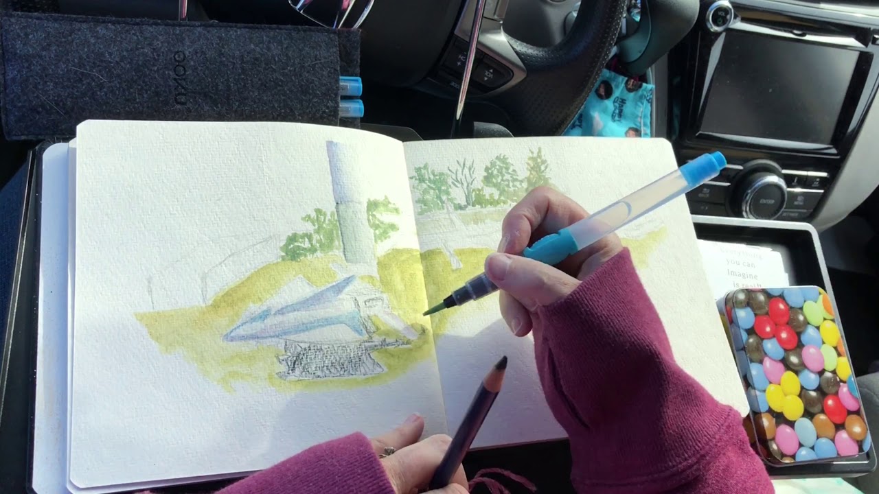 Urban Sketching with the Newport News USk in my car