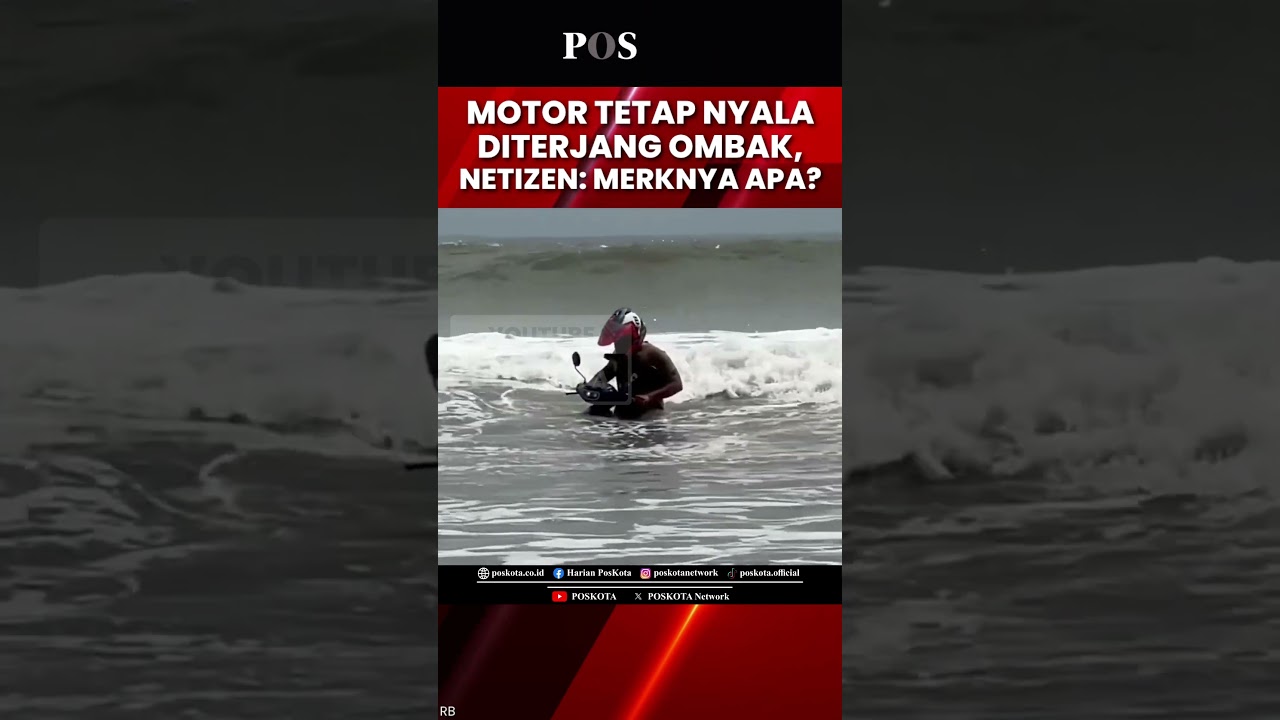 Pria Ini Naik Motor Listrik Menerjang Ombak, Netizen Penasaran Mereknya Apa