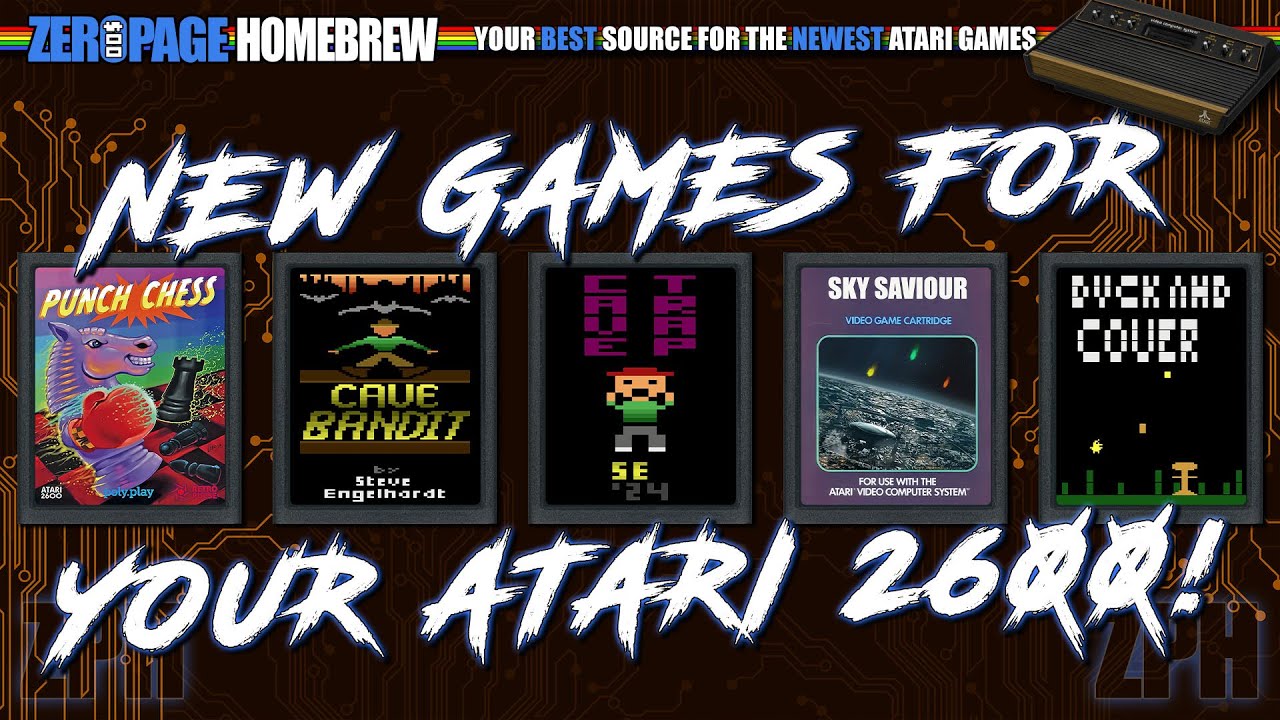 New Atari 2600 Games! Punch Chess, Cave Bandit, Cave Trap, Sky Saviour, Duck and Cover