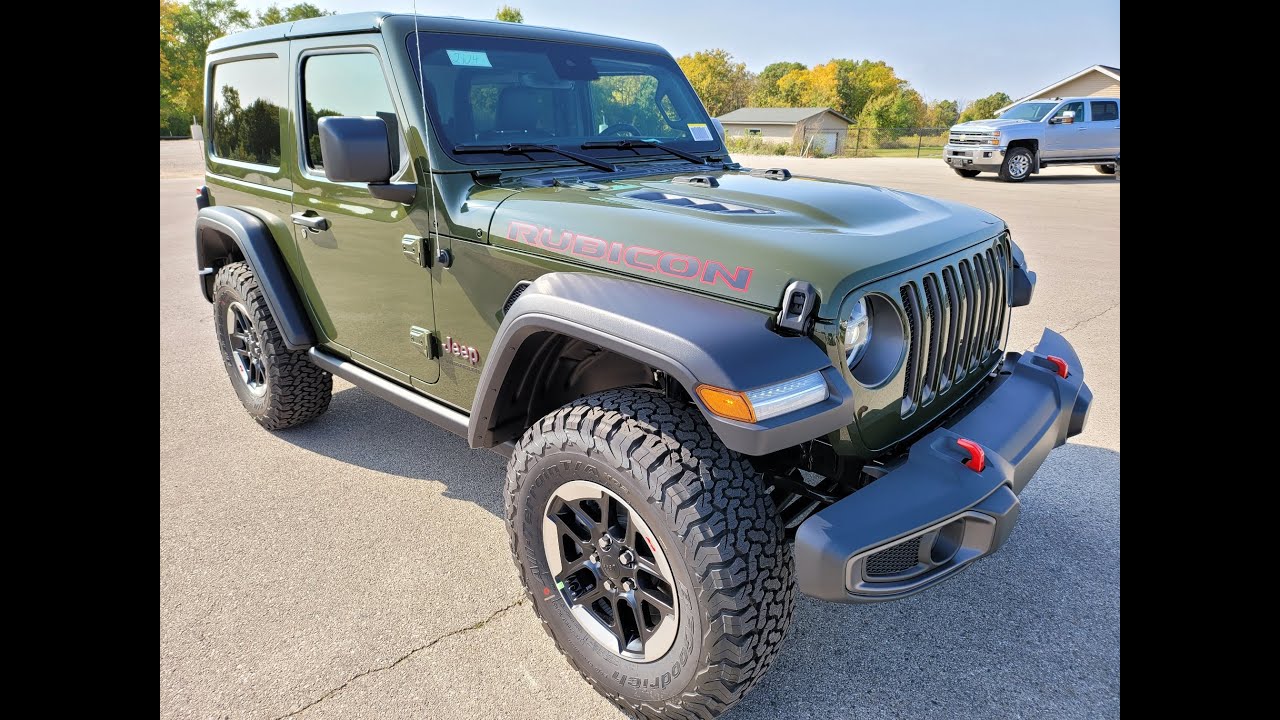 2021 JEEP WRANGLER RUBICON REVIEW 2 DOOR 4X4 FIRST LOOK SARGE GREEN NEW COLOR WALK AROUND 21J4