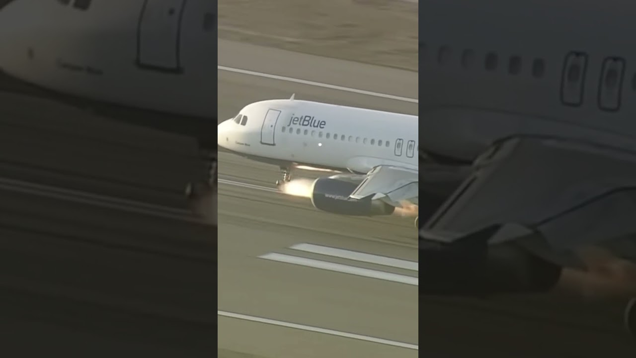 SCARY!!! Jet Blue lands with crippled nose gear #aviation #taxiing #landing